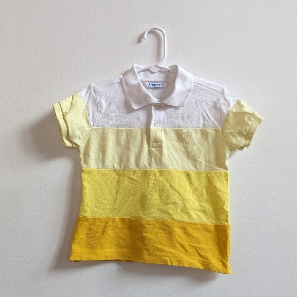 Mayoral Polo Shirt Boys Sz 4 Yellow Ombre Sunshine Preppy